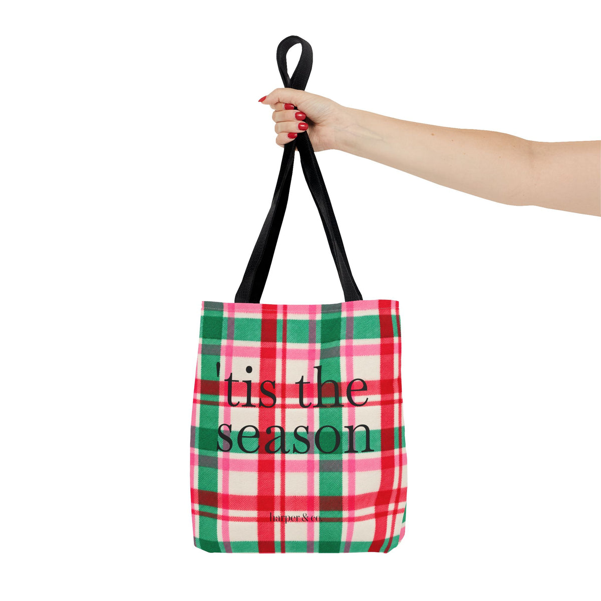 Christmas Plaid Tote Bag - 'Tis the Season Holiday Market Bag