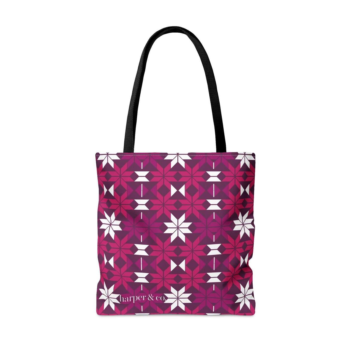 Raspberry Quilt Block Tote Bag (AOP)