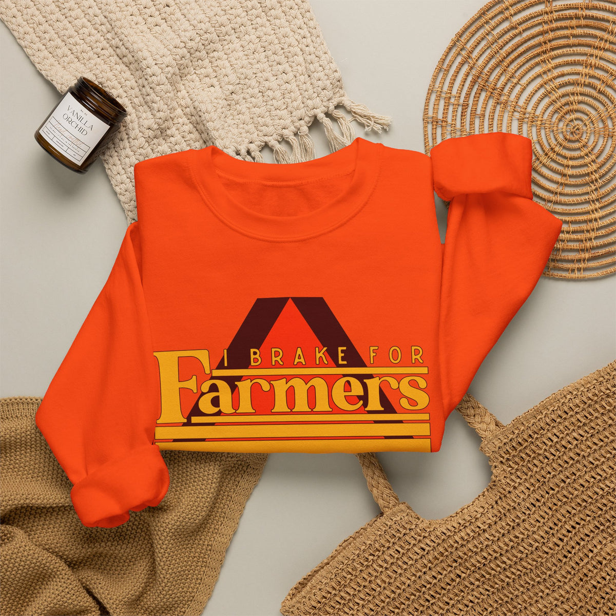 Farmers Crewneck Sweatshirt — 'I Brake for Farmers' Retro Farm Crew