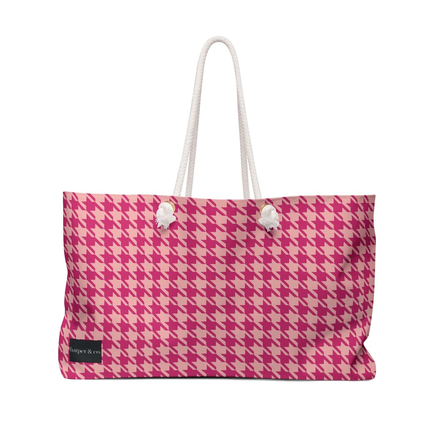 Pink Houndstooth Weekender Bag