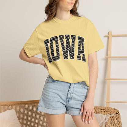 Iowa Retro Polka Dot Lettering Color Comfort T-Shirt