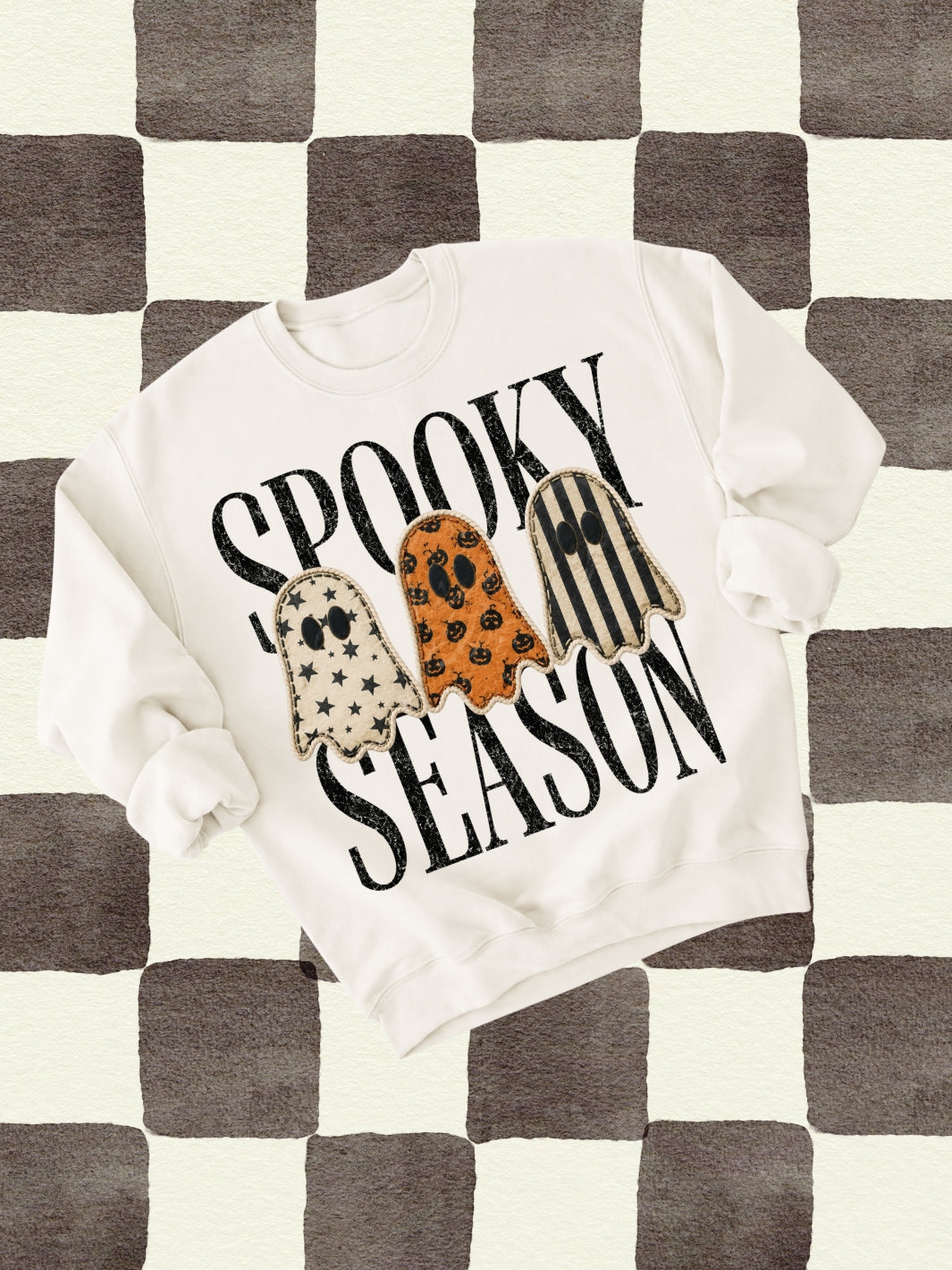 Retro Ghost Spooky Season Graphic Crewneck Sweatshirt