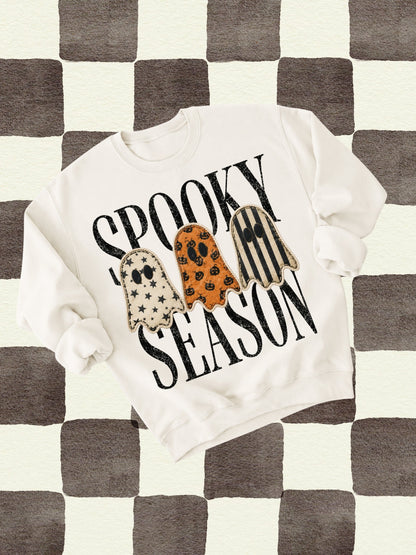 Retro Ghost Spooky Season Graphic Crewneck Sweatshirt