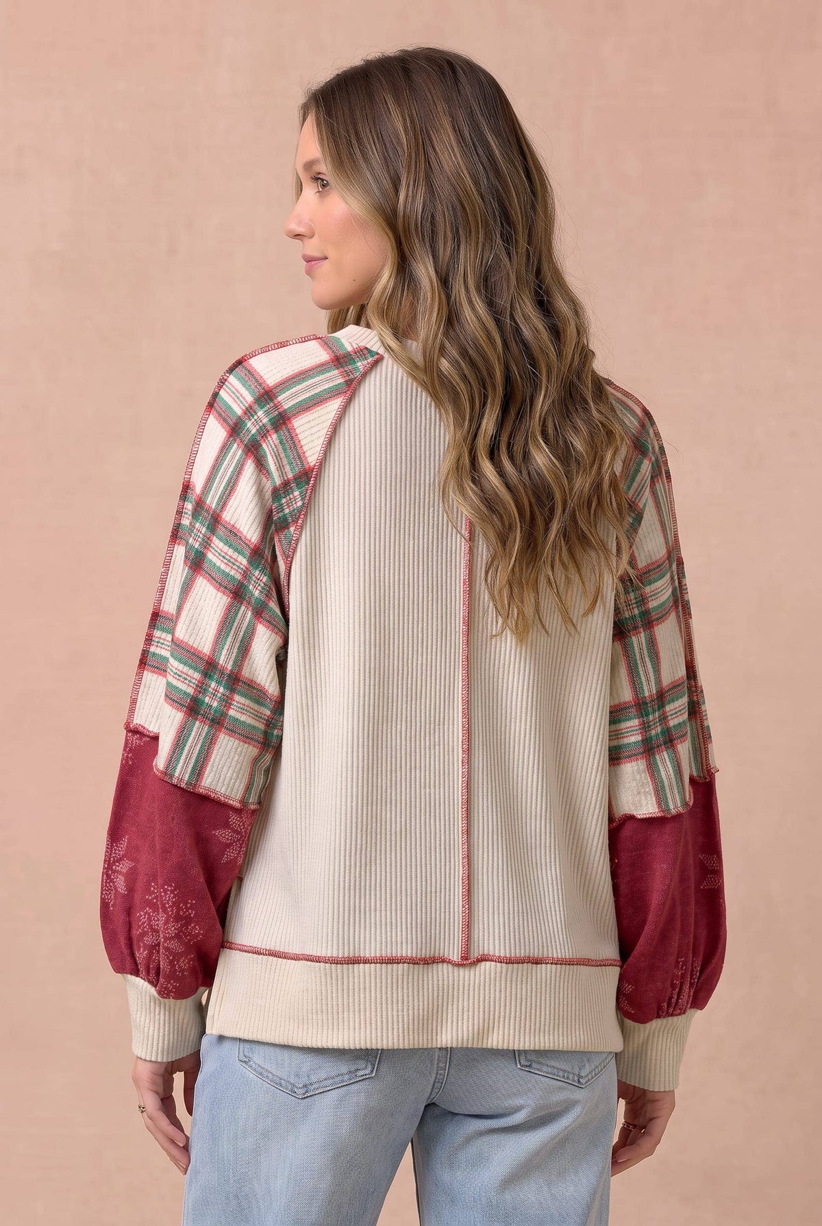 Plus Plaid and Snowflake Raglan Top