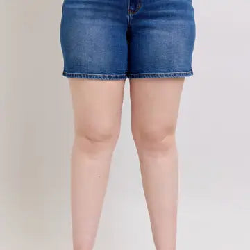 Judy Blue Full Size High Waisted 2 Button Mid Length Dad Shorts