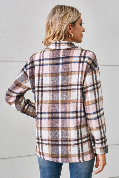 Plaid Pocketed Button Down Shacket