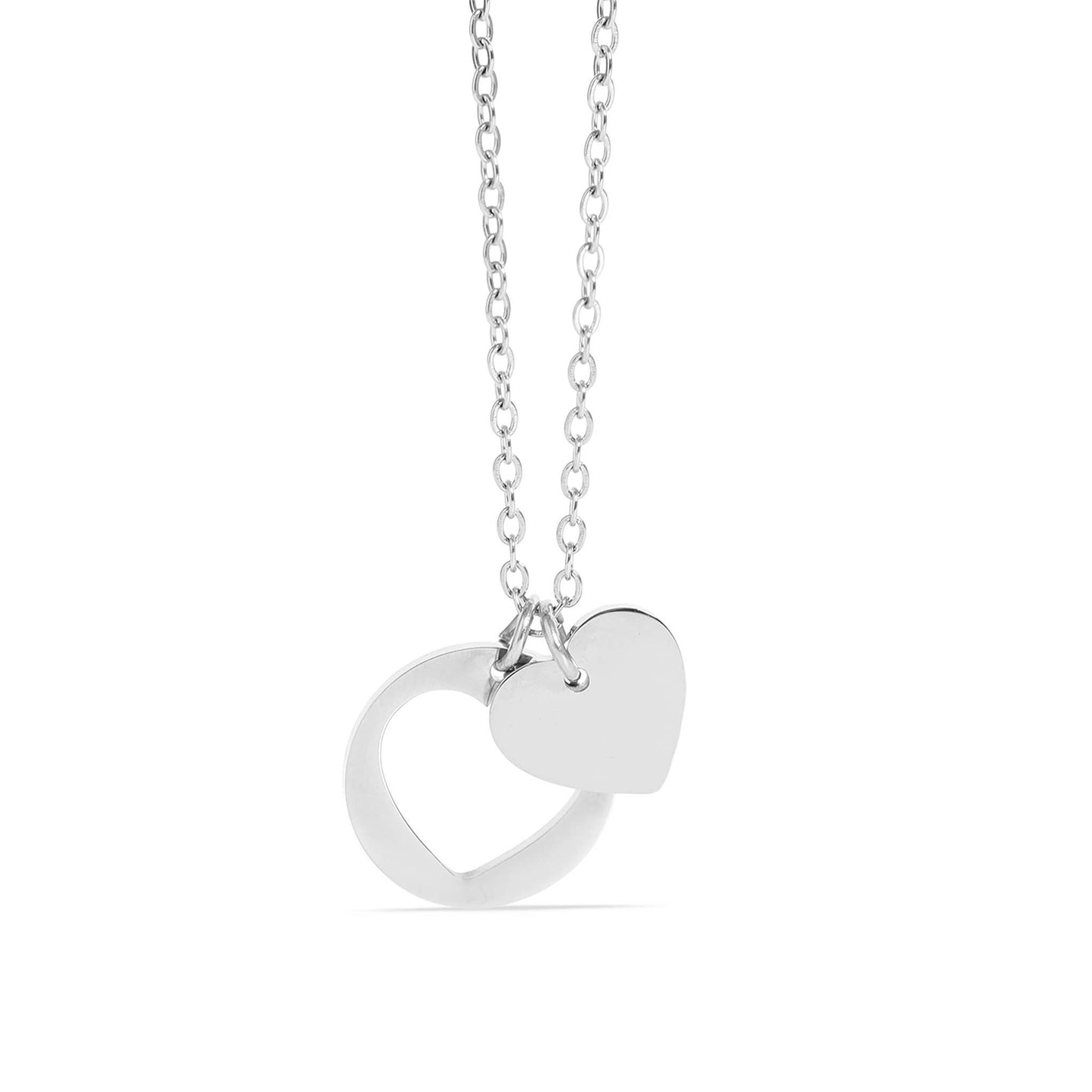Stainless Steel Heart Cutout Necklace With 2" Extension