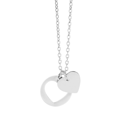 Stainless Steel Heart Cutout Necklace With 2" Extension