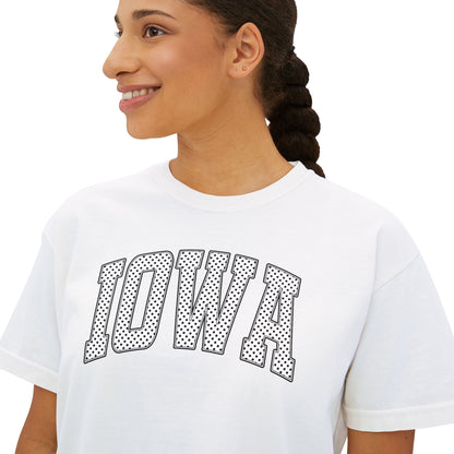 Iowa Boxy Tee — Women's Cropped College Graphic T-Shirt