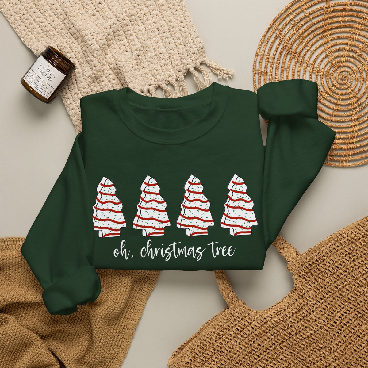 Christmas Tree Crewneck Sweatshirt — "oh, christmas tree" Candy Cane Tree Design