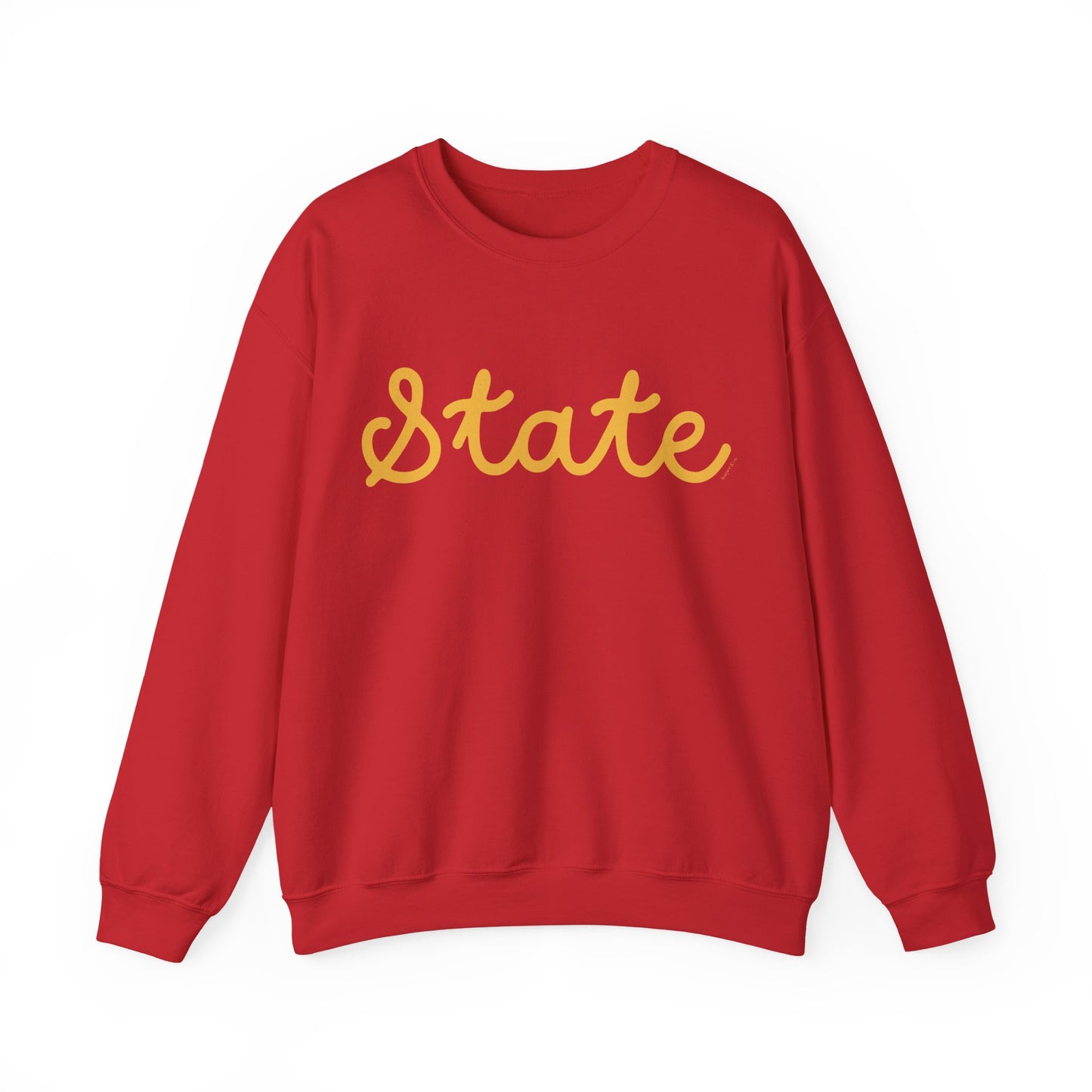 State Script Crewneck Sweatshirt — Retro Red & Gold Collegiate Pullover