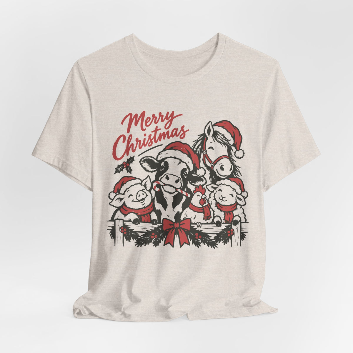 Merry Christmas Farm Animals Graphic Tee