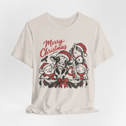 Merry Christmas Farm Animals Graphic Tee