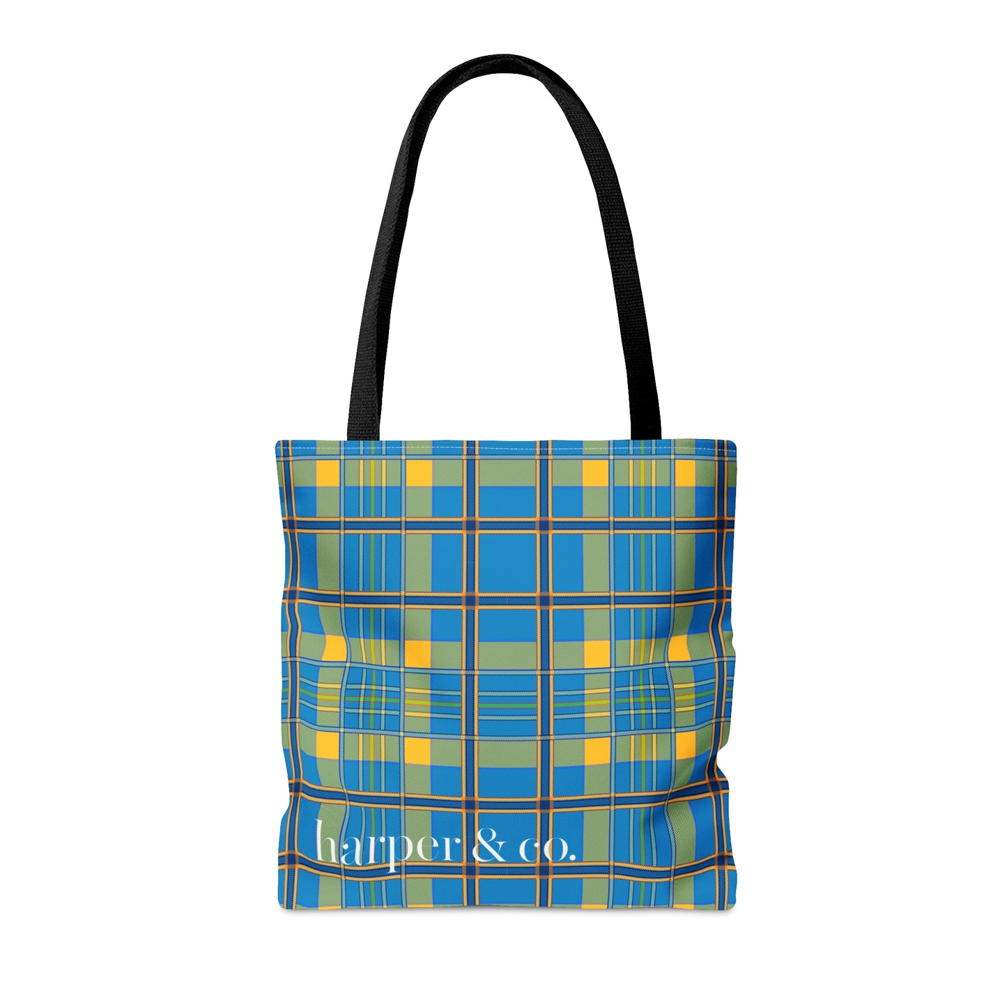 Turquoise Plaid Tote Bag