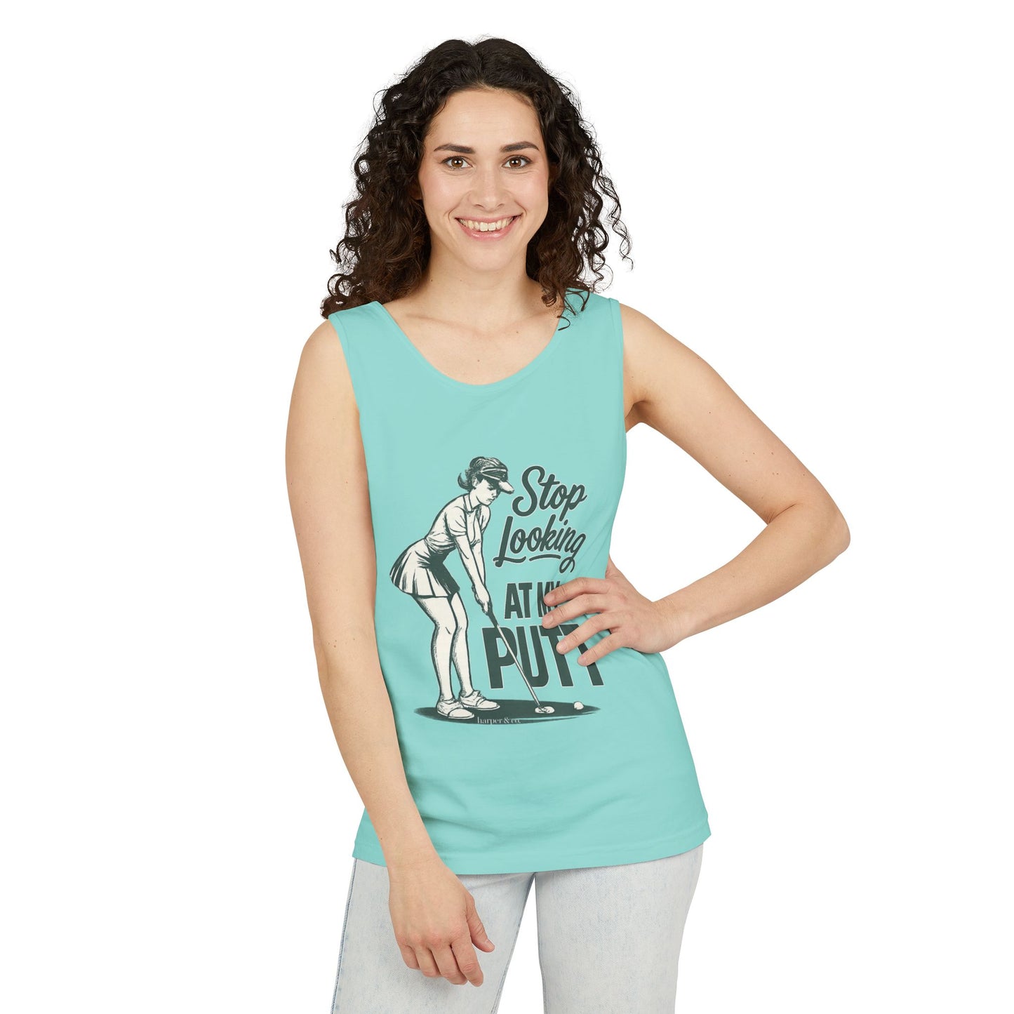 Golf Tank Top — "Stop Looking at My Putt" Funny Golfing Tank