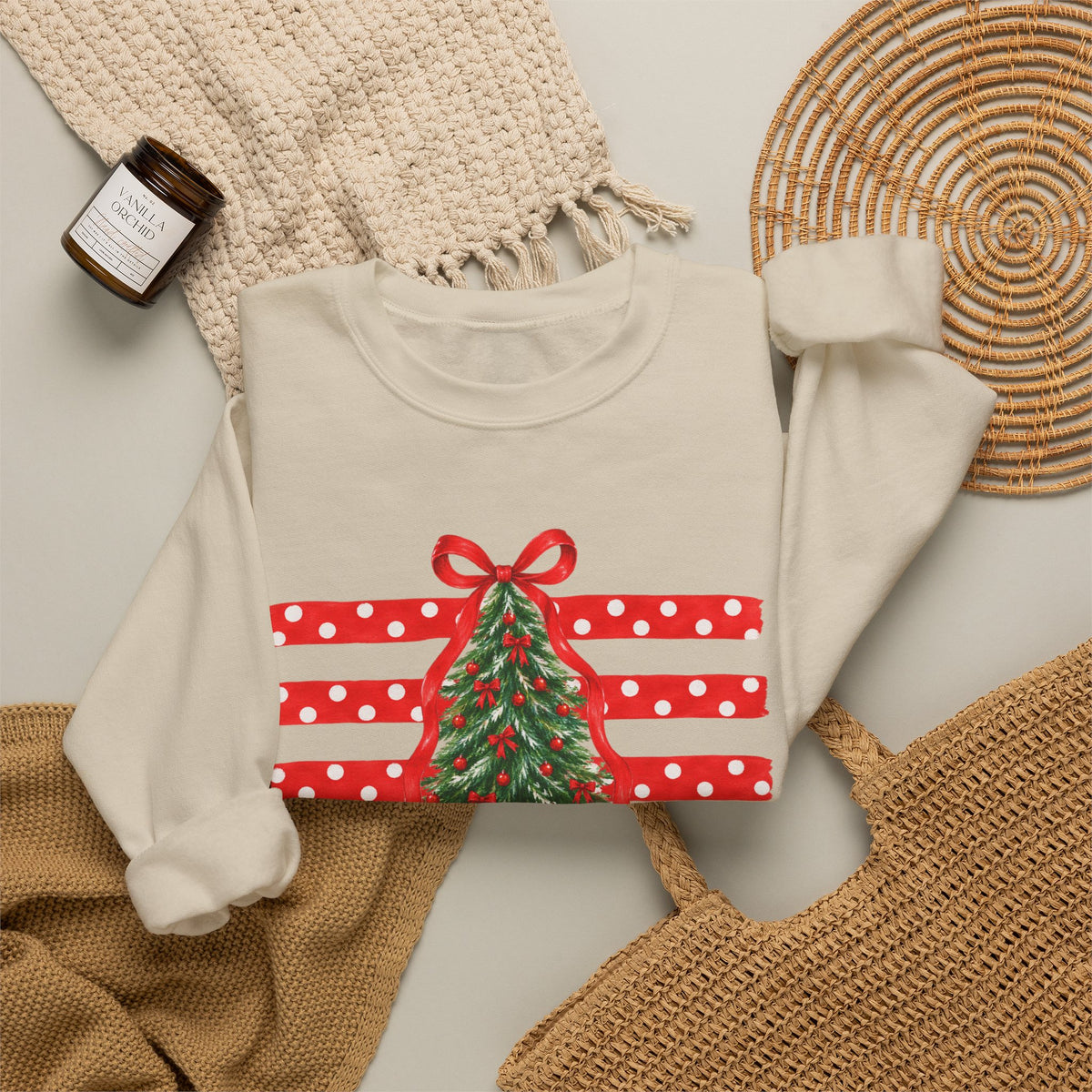 Christmas Tree Ribbon Crewneck Sweatshirt