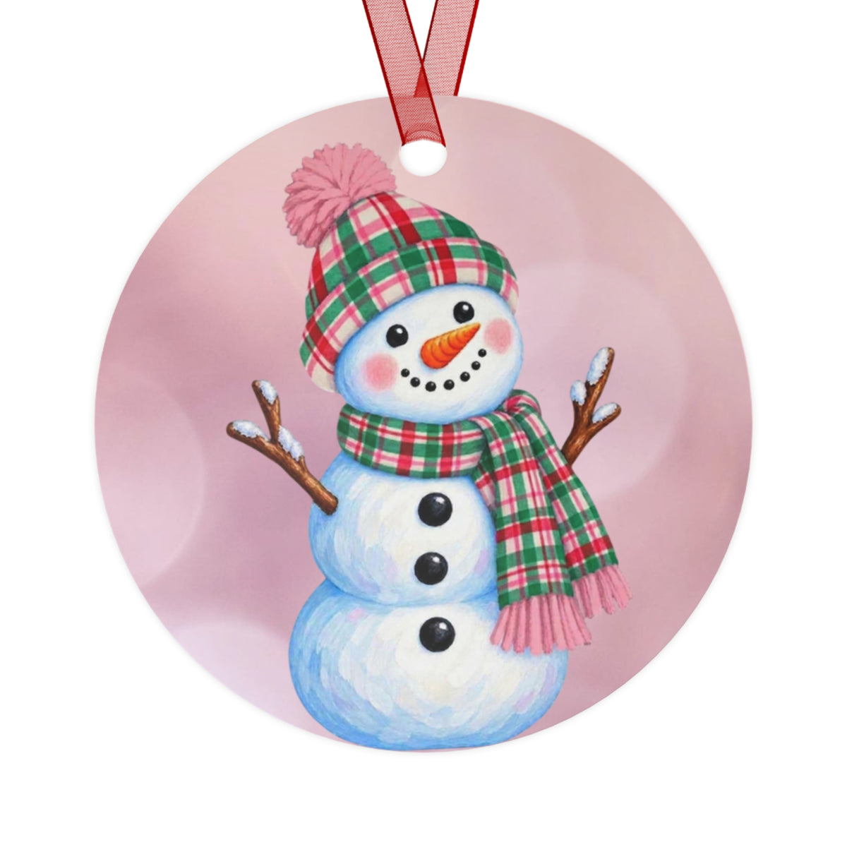 Pink Let It Snow Christmas Metal Ornament