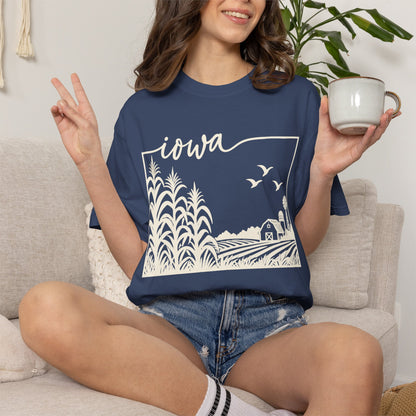 Copy of Iowa Farm Scene Crewneck Sweatshirt — Minimal Midwest Landscape
