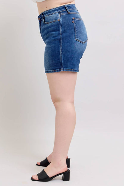 Judy Blue Full Size High Waisted 2 Button Mid Length Dad Shorts