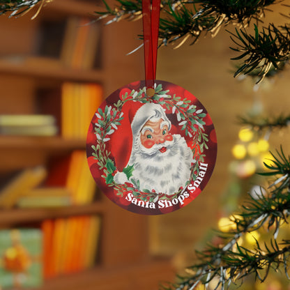 Santa Shops Small Merry & Bright Christmas Bell Ornament