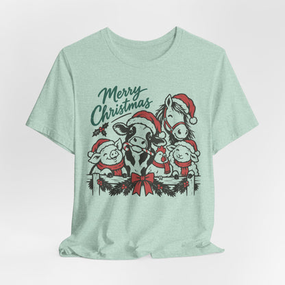 Merry Christmas Farm Animals Graphic Tee