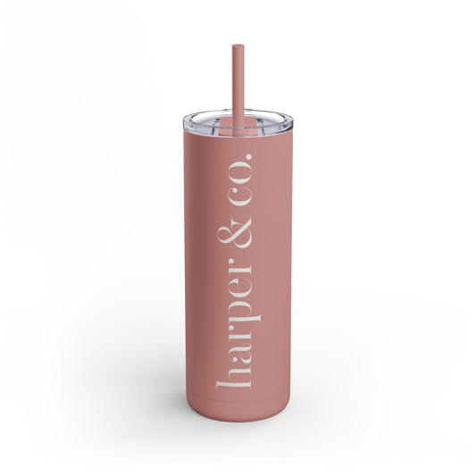 harper & co. matte Skinny Tumbler with Straw, 20oz