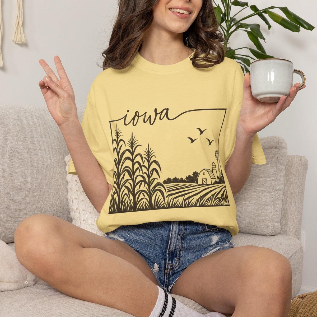 Copy of Iowa Farm Scene Crewneck Sweatshirt — Minimal Midwest Landscape