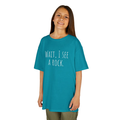 Kids Tee "Wait, I See a Rock." — Funny Explorer Shirt for Adventure-Loving Kids