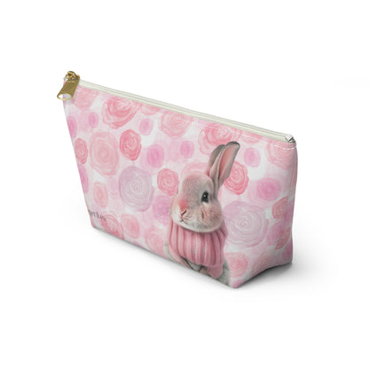 Bunny & Pink Roses Accessory Pouch w T-bottom