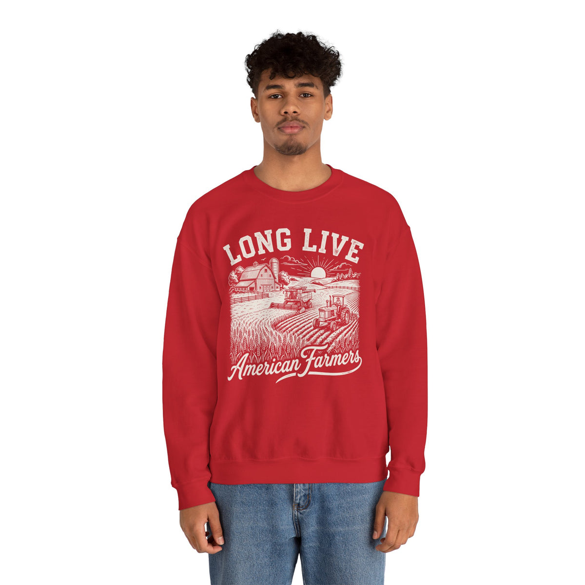 Long Live American Farmers Sweatshirt – Vintage Farm Scene Crewneck