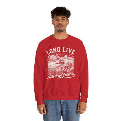 Long Live American Farmers Sweatshirt – Vintage Farm Scene Crewneck