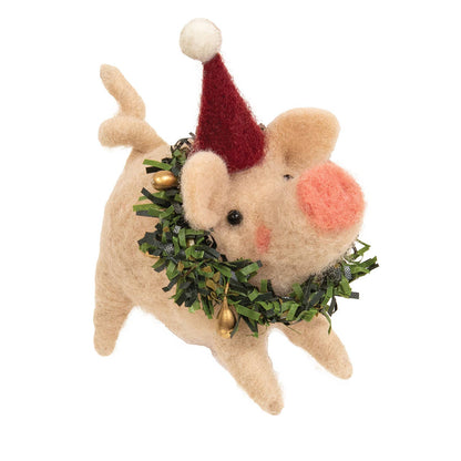 Christmas Wreath Pig Felted Ornament