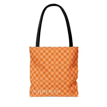 Orange Tartan Plaid Tote Bag