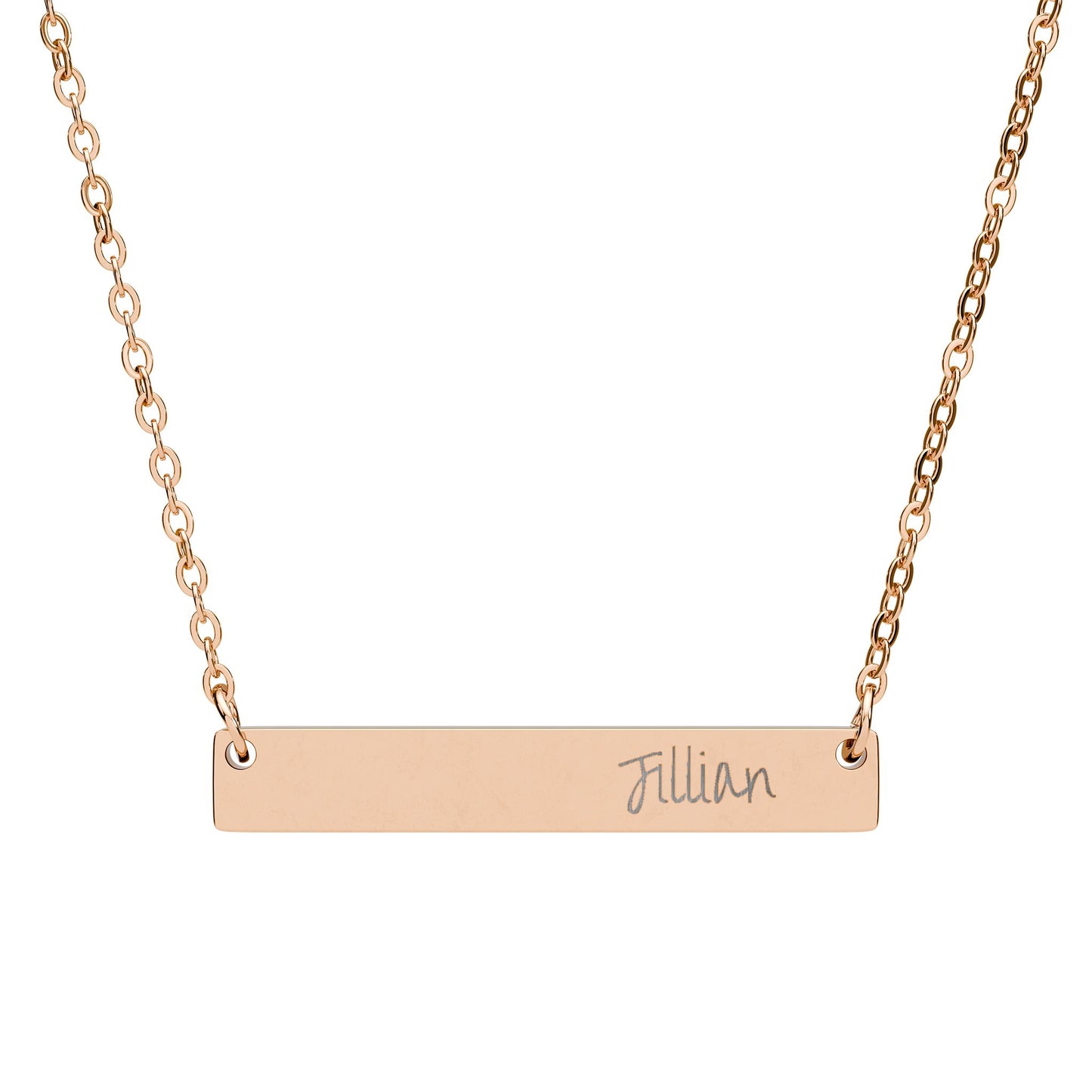 Engraved Horizontal Bar Necklace — Personalized Name Pendant
