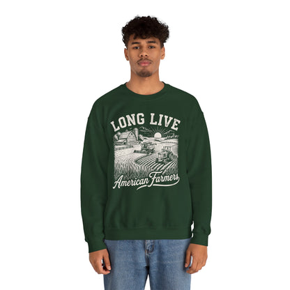 Long Live American Farmers Sweatshirt – Vintage Farm Scene Crewneck