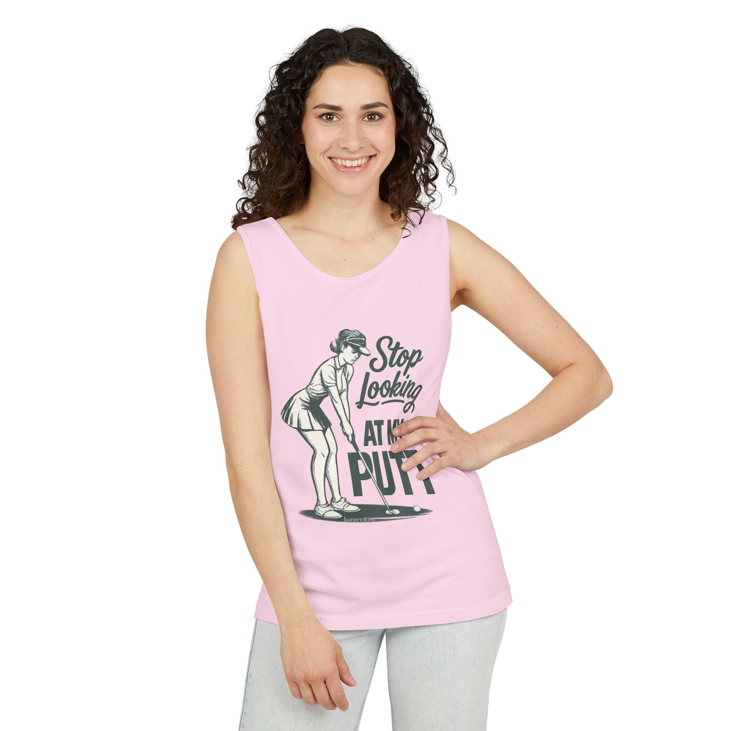 Golf Tank Top — "Stop Looking at My Putt" Funny Golfing Tank