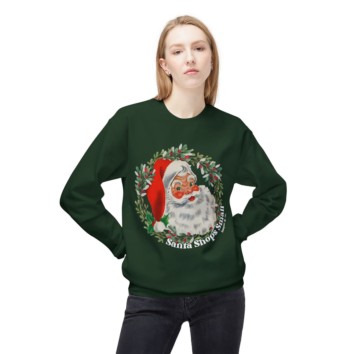 Santa Shops Here Crewneck Medium Weight Sweatshirt