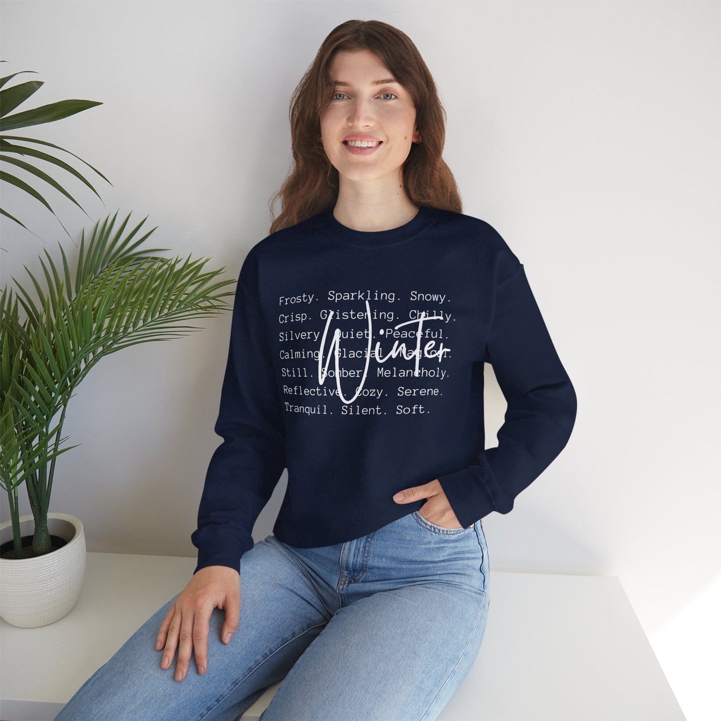 Winter White Script on Gildan Unisex Heavy Blend™ Crewneck Sweatshirt