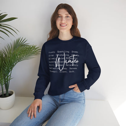 Winter White Script on Gildan Unisex Heavy Blend™ Crewneck Sweatshirt