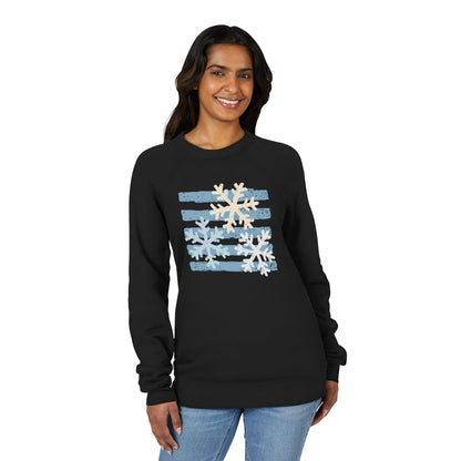 Snowflake Stripes Sweatshirt — Cozy Winter Crewneck for Holiday & Everyday Wear