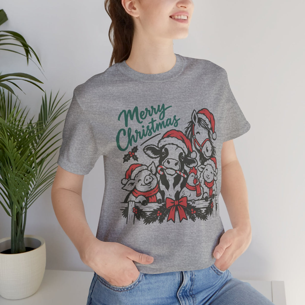 Merry Christmas Farm Animals Graphic Tee