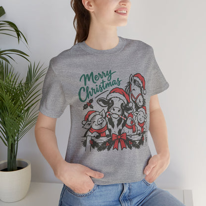 Merry Christmas Farm Animals Graphic Tee