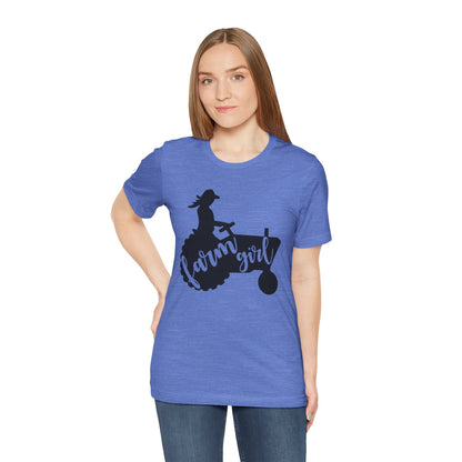 Farm Girl T-Shirt — Rustic Tractor Silhouette Tee for Country Women