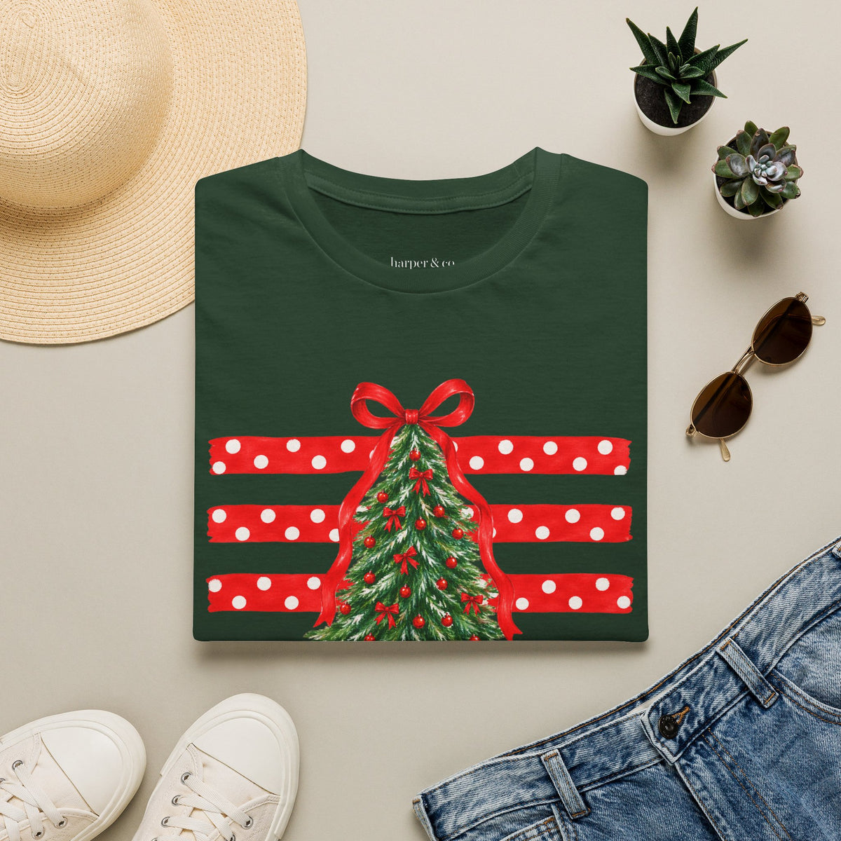 Christmas Tree Ribbon Flag T-Shirt