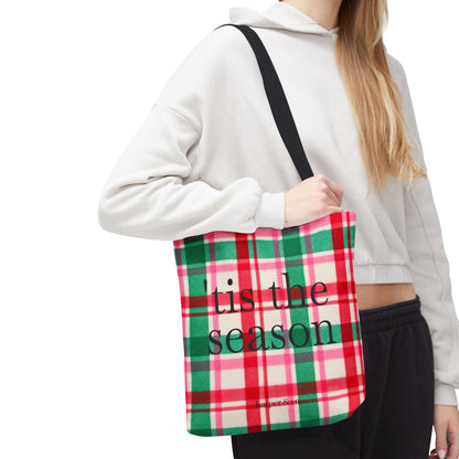 Christmas Plaid Tote Bag - 'Tis the Season Holiday Market Bag
