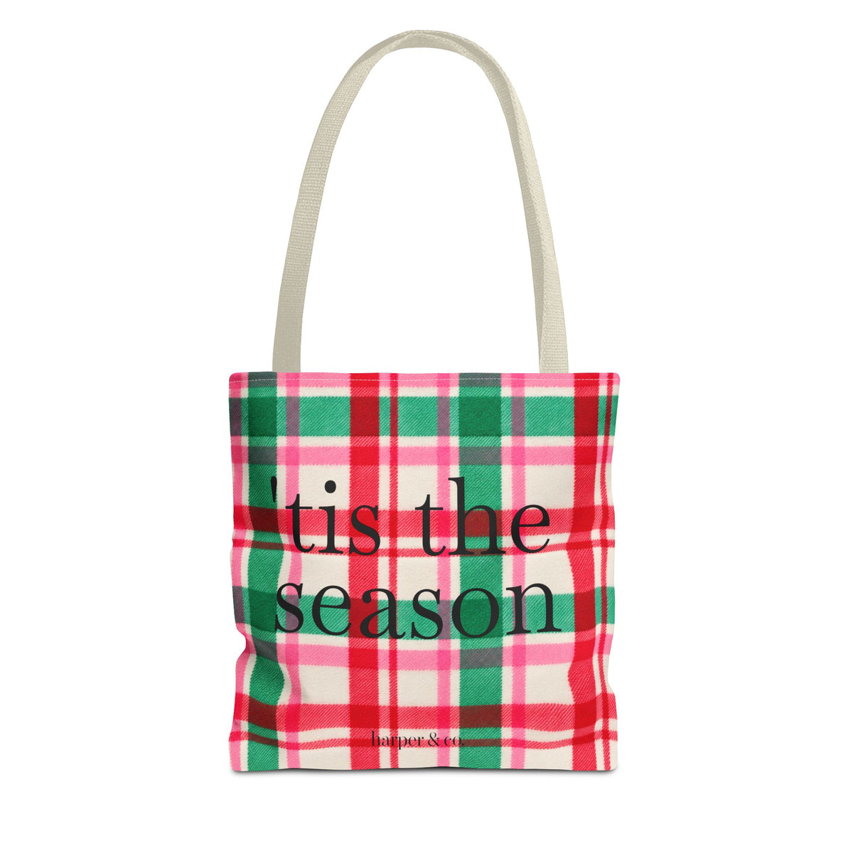 Christmas Plaid Tote Bag - 'Tis the Season Holiday Market Bag