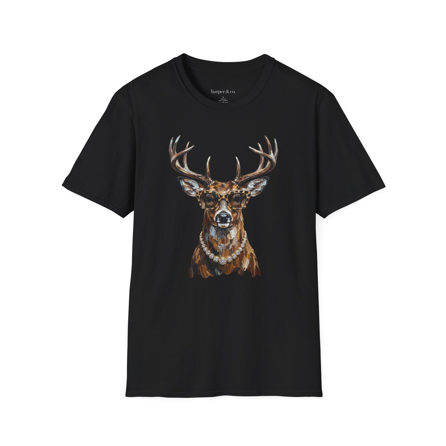 Glam Deer Head Graphic T-Shirt — Rustic Buck Wildlife Tee