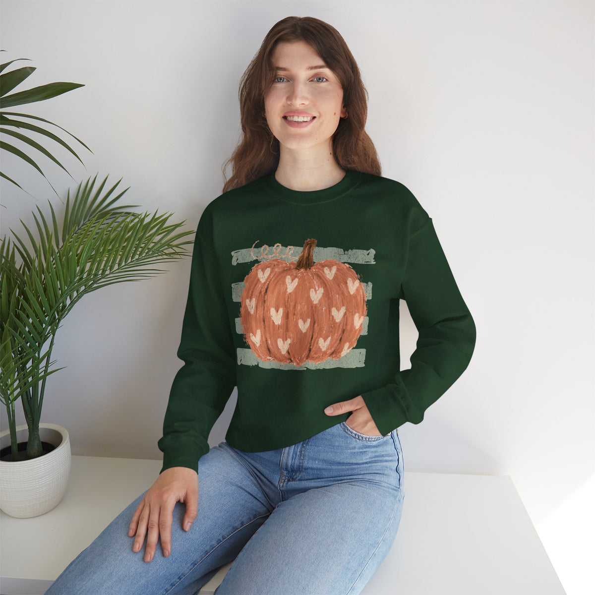 Pumpkin Hearts Crewneck Sweatshirt