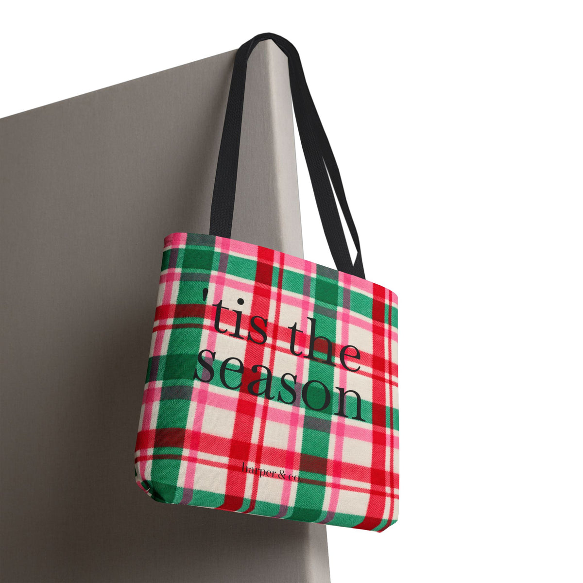 Christmas Plaid Tote Bag - 'Tis the Season Holiday Market Bag