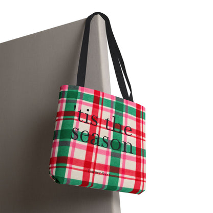 Christmas Plaid Tote Bag - 'Tis the Season Holiday Market Bag